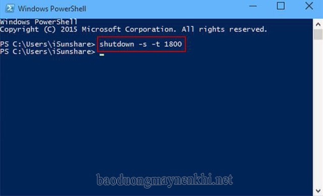 Hẹn giờ tắt máy tính Win 10 bằng Windows PowerShell