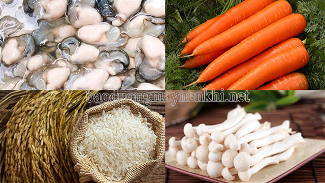 Nguyên liệu nấu cháo trứng cà rốt