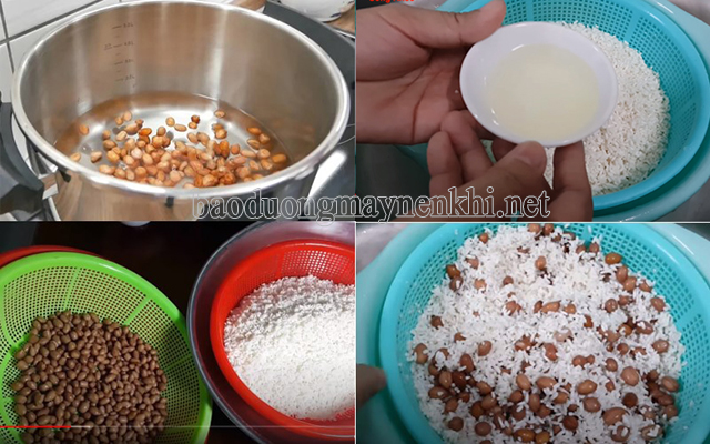 Sơ chế gạo và đậu phộng